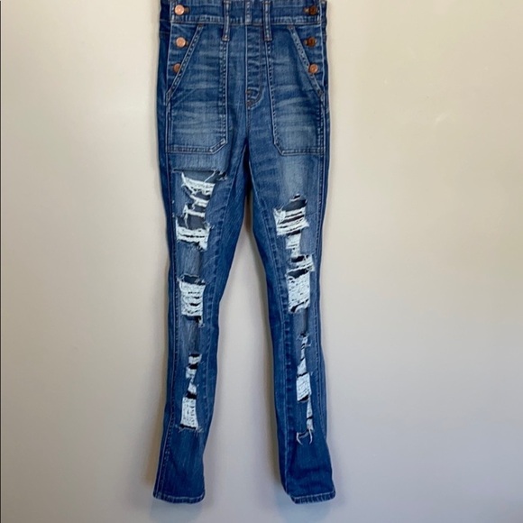 Madewell Adrian Distressed Jean Skinny Fit Overalls Size XXS - Picture 5 of 14